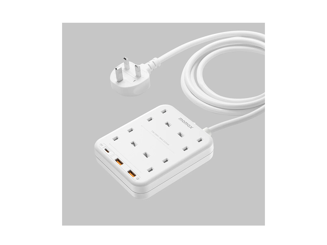 Momax OnePlug 4 Outlets Power Strip With USB - White in Qatar Momax OnePlug 4 Outlets Power Strip With USB - White in Qatar